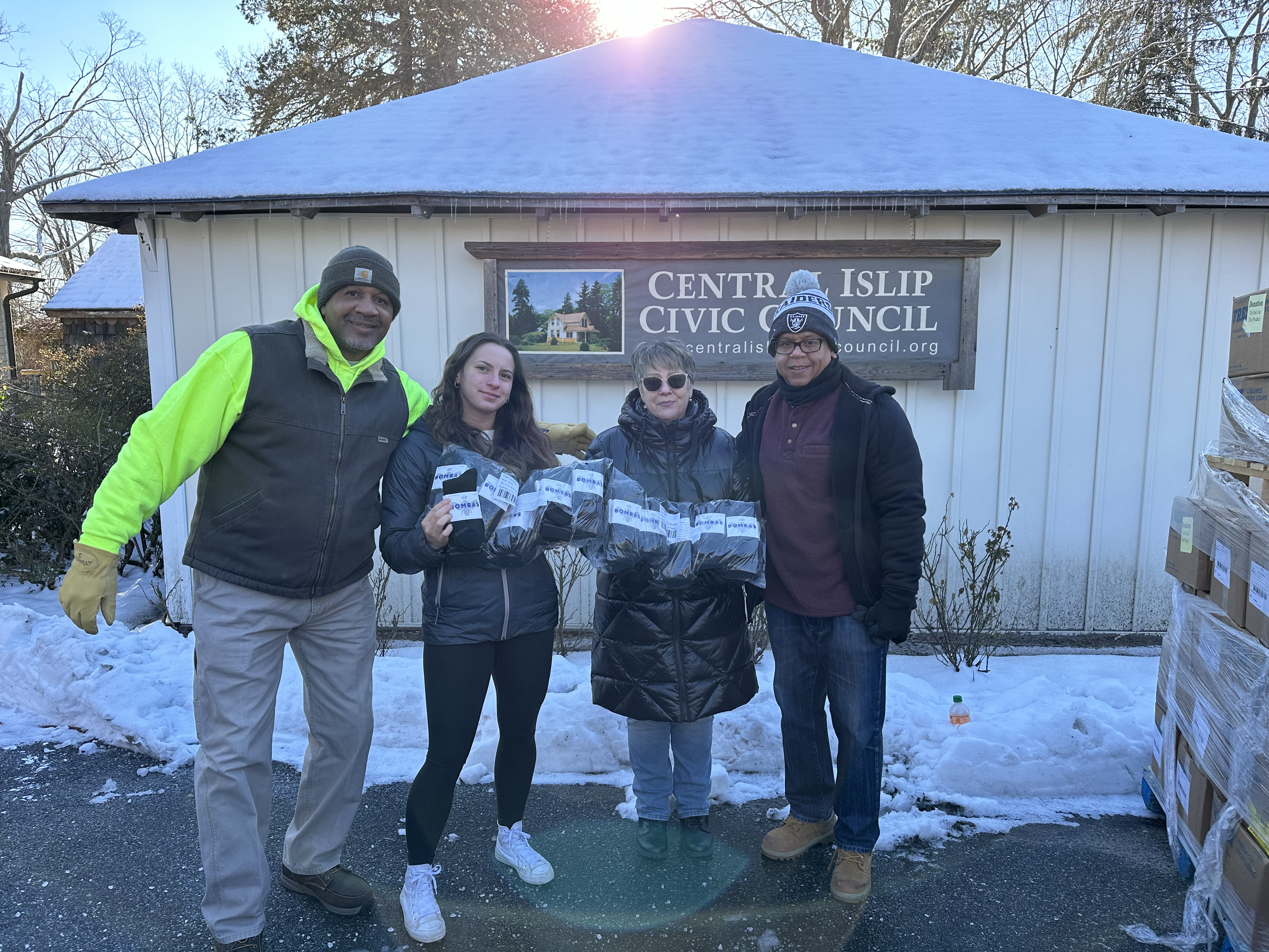 Don8tions Bombas Sock Donaiton to Central Islip Civic Council Food pantry